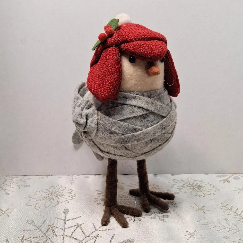 Winter Bird Figurine Decoration Red Hat & Gray Scarf Decor Target Wondership